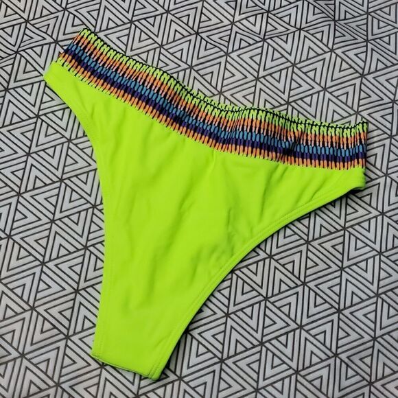 NWOT Shein Small cheeky high waist bikini bottom neon yellow - Picture 4 of 4